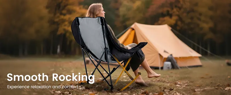 Product Introduction of SLSY Oversized Heated Rocking Camping Chair, 400lbs Capacity Portable Outdoor Rocker Padded Recliner Folding Lawn Chair, with Side Pockets & Carry Bag for Camping Patio Backyard【Batteries not included】 12
