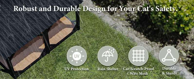 Product Introduction of LEMBERI Cat Window Box, 43.3" Catio Outdoor Cat Enclosure for Sunbathing, Napping & Overlooking, Sturdy Window Perch for Large Indoor Cats - All Weather Use, Nature Friendly Design 1