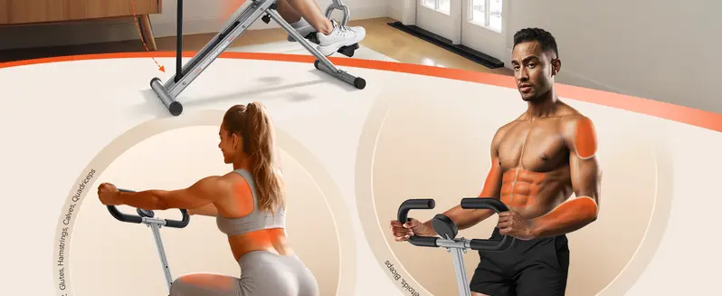 Product Introduction of Flybird Squat Fitness Machine , Ride & Rowing Motion for Glutes, Thighs, Abs, and Leg Strength Training at Home, Foldable Core Trainer with 4 Resistance Levels,Whole Body Workout Machine with 330lbs Capacity 1