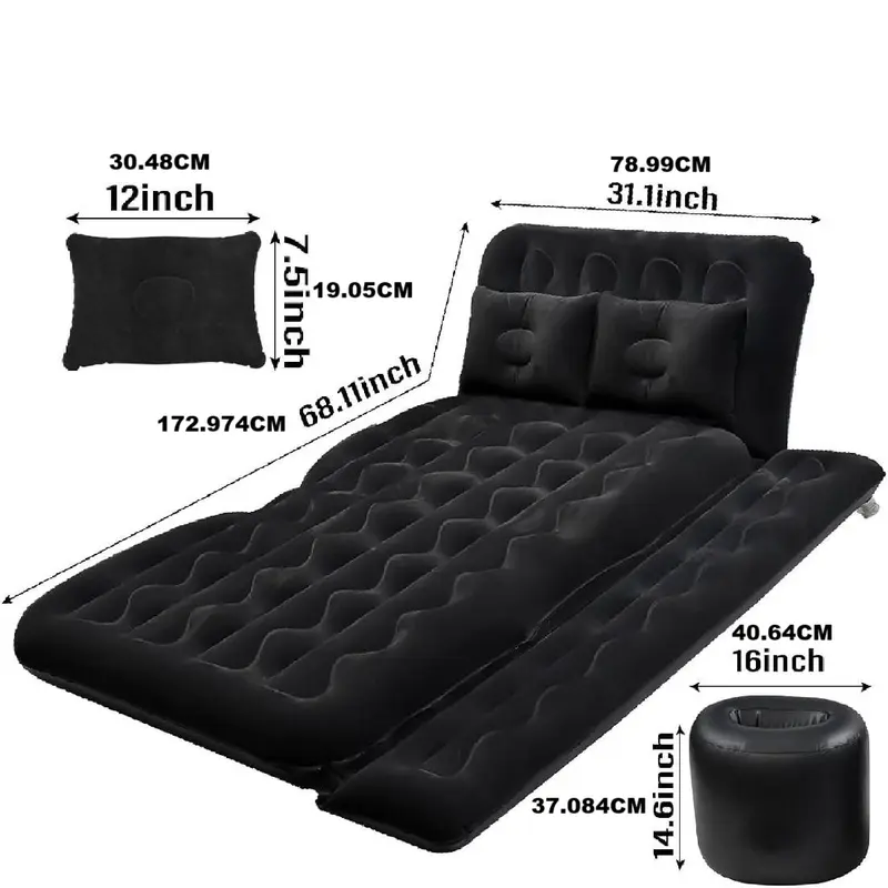 Product Introduction of Portable Car Rear Seat Inflatable Bed, 1 Set Inflatable Car Air Mattress with Accessories, Comfortable Travel Bedding Solution for Road Trip & Outdoor Adventure, Camping Supplies, Self Inflating Bed 6