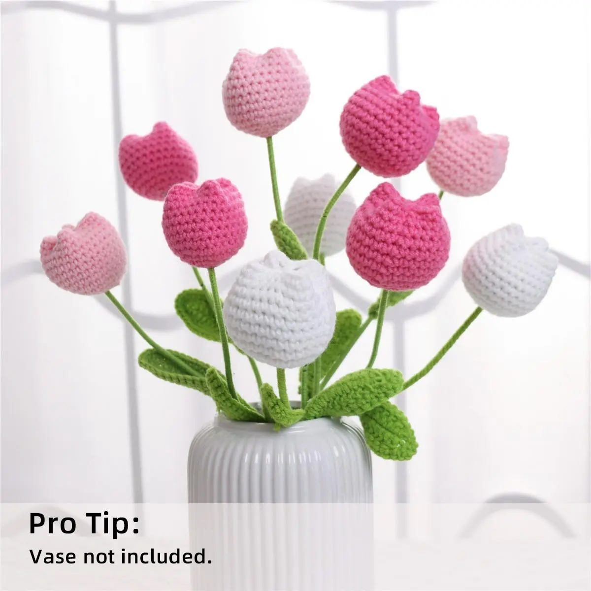 Handmade Knitted Tulip Bouquet - 10 Stems for Home Decor