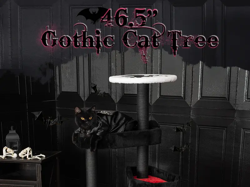 Product Introduction of [Springtok] KAMABOKO Gothic Cat Tree (30.3"-59") – Multiple Height Options,Cat scratching post, Cat Tree, Cat Tower with Gothic Design 16