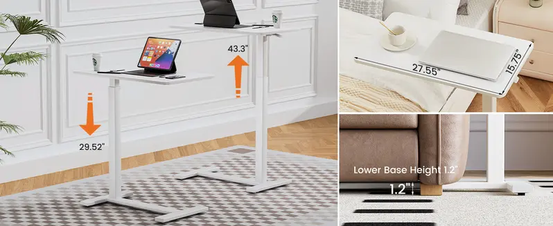 Product Introduction of Overbed Bedside Table with Wheels, Mobile Standing Stand Up Rolling Laptop PC, Adjustable Height Tray, Side Computer Workstation for Home Use 1