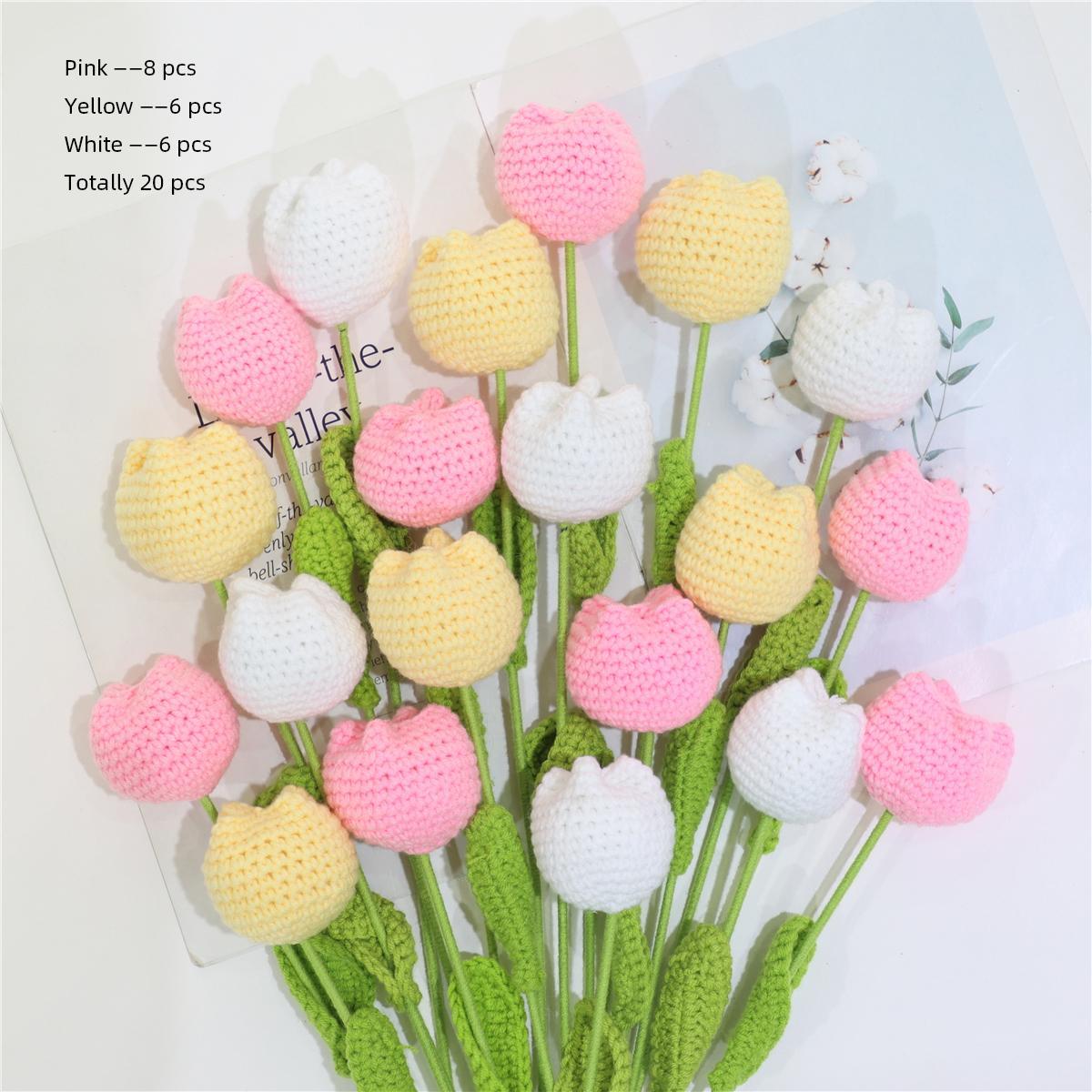 10/20/30pcs Crochet Tulips without Vase, Decorative Flowers, Floral Decoration, Artificial Flower Bouquet, Gift for Mother's Day, Graduation, Valentine's Day and Birthday, Funky Room Decor for Girls, Fall Room Decor #GLOBAL PICKS 10/20/30pcs Crochet Tulips without Vase, Decorative Flowers, Floral Decoration, Artificial Flower Bouquet, Gift for Mother's Day, Graduation, Valentine's Day and Birthday, Funky Room Decor for Girls, Fall Room Decor #GLOBAL PICKS