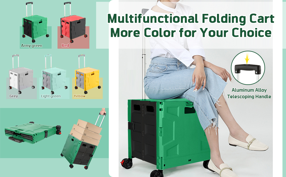 Multifunctional folding utility cart rolling crate