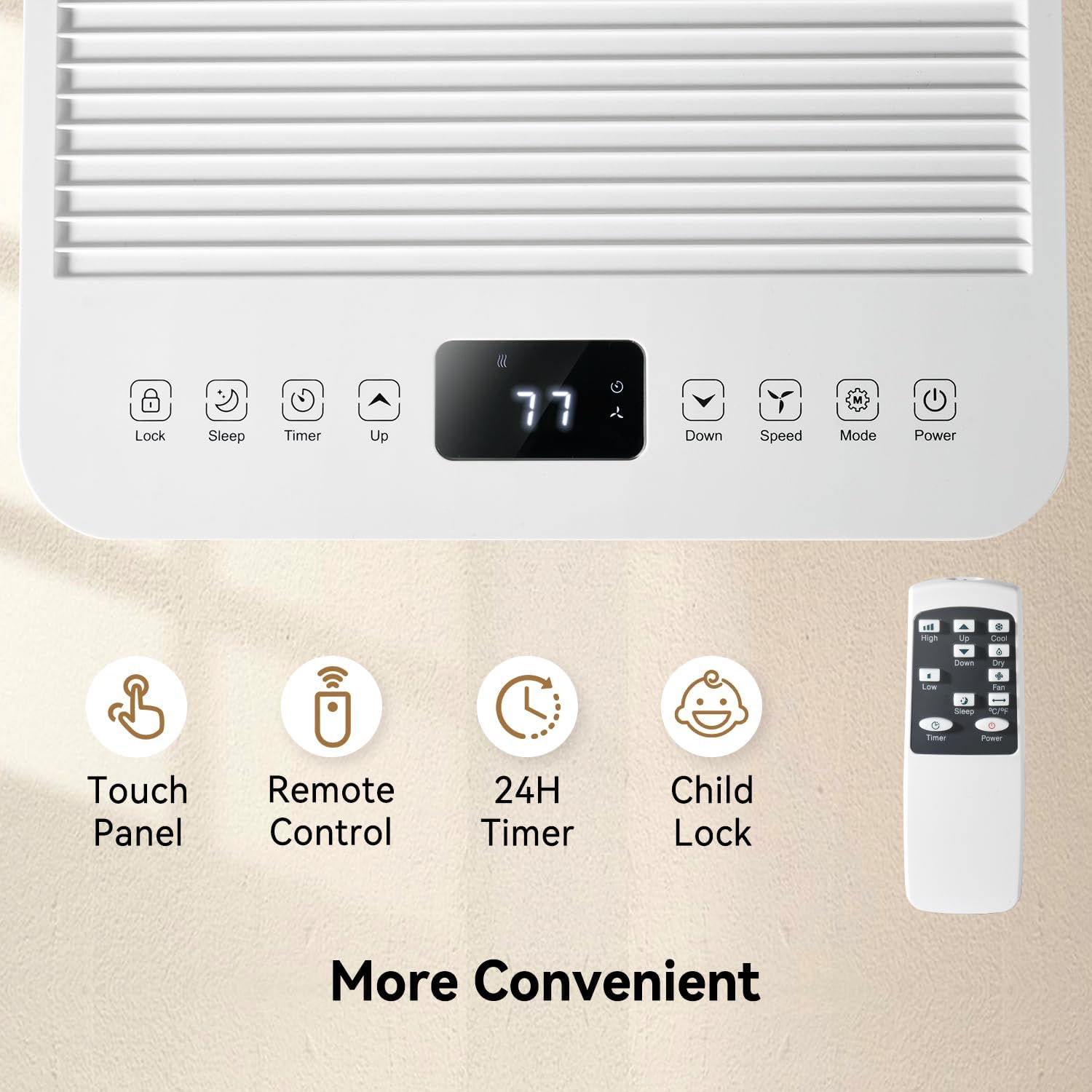 16,000 BTU Portable Air Conditioner with APP, 5-IN-1 Smart WiFi AC Unit Up to 750Sq.Ft with Built-in Cool, Dehumidifier & Fan Modes for Room&Office, 40dB Quiet, Sleep Mode, 24H Timer,Child Lock
