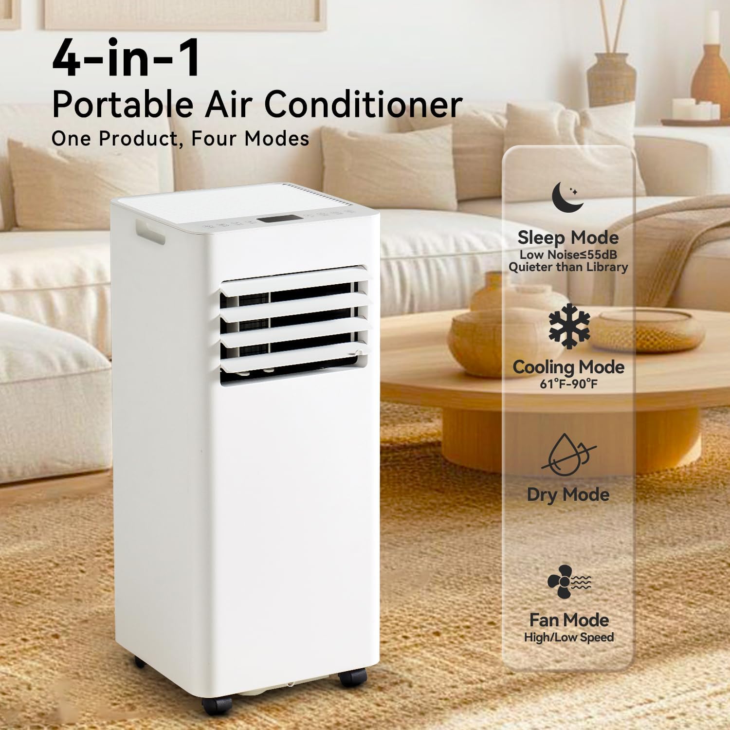 16,000 BTU Portable Air Conditioner with APP, 5-IN-1 Smart WiFi AC Unit Up to 750Sq.Ft with Built-in Cool, Dehumidifier & Fan Modes for Room&Office, 40dB Quiet, Sleep Mode, 24H Timer,Child Lock