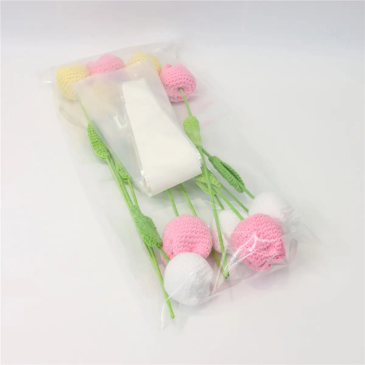 Handmade Knitted Tulip Bouquet - 10 Stems for Home Decor