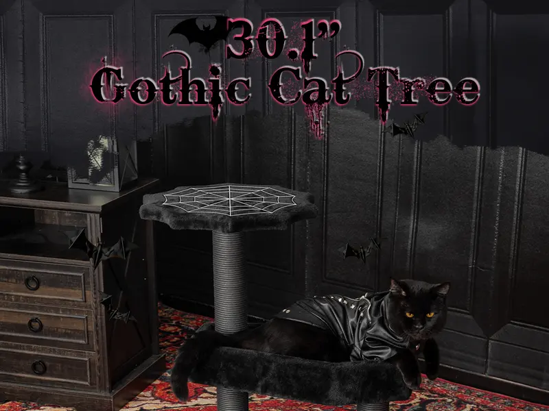 Product Introduction of [Springtok] KAMABOKO Gothic Cat Tree (30.3"-59") – Multiple Height Options,Cat scratching post, Cat Tree, Cat Tower with Gothic Design 21