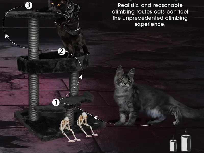 Product Introduction of [Springtok] KAMABOKO Gothic Cat Tree (30.3"-59") – Multiple Height Options,Cat scratching post, Cat Tree, Cat Tower with Gothic Design 23