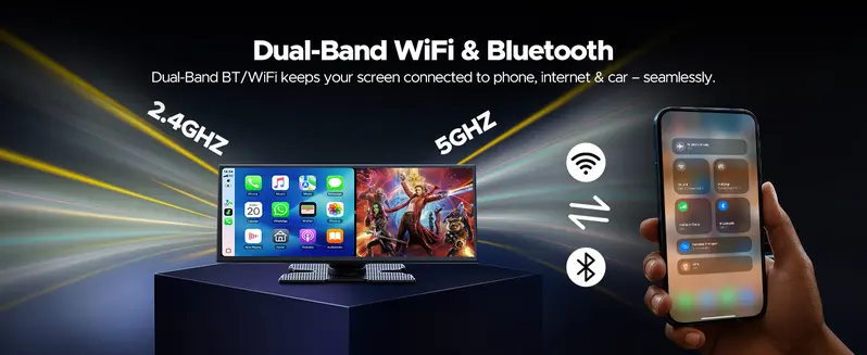 Product Introduction of LAMTTO 10.25" Big Touch Screen Wirelesss CarPlay Screen Built-in Youtube/Netflix/TikTok Apps with 720P Parking Backup Camera, for iPhone 8-15+ / Android 11+ 26