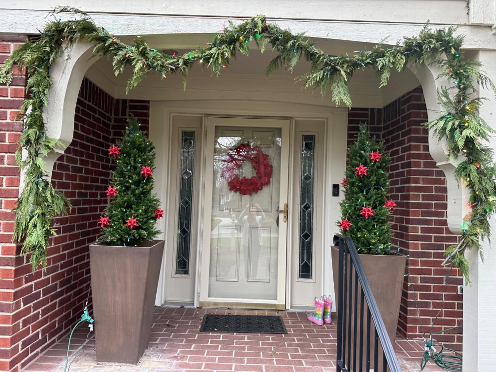 2 pcs  Artificial cedar tree, 3FT or 4FT  5FT Tall Faux Cedar Tree, UV-Resistant Topiary Trees Artificial Outdoor, Artificial Trees for Outdoors Porch Garden christmas tree Christmas tree Plants Decorative