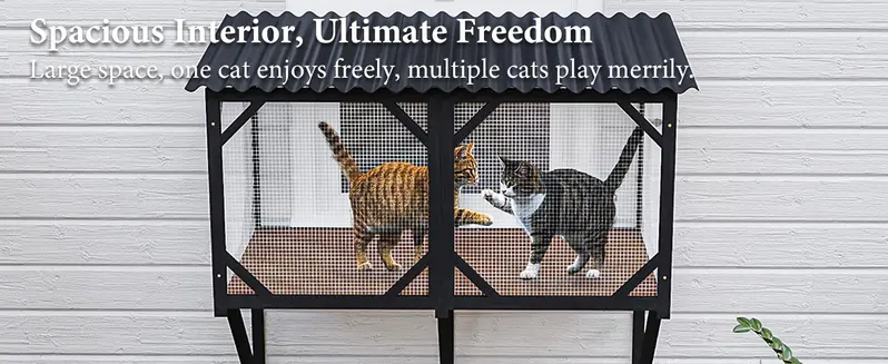 Product Introduction of LEMBERI Cat Window Box, 43.3" Catio Outdoor Cat Enclosure for Sunbathing, Napping & Overlooking, Sturdy Window Perch for Large Indoor Cats - All Weather Use, Nature Friendly Design 3