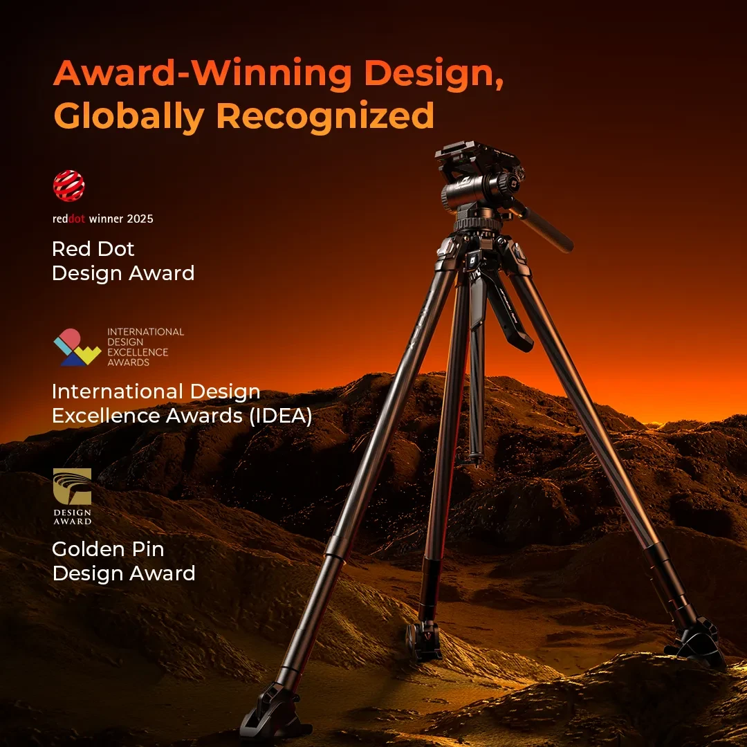 All-Terrain Carbon Fiber Video Tripod with Dynamic Balance Fluid Head