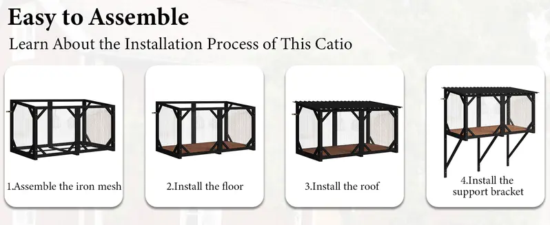 Product Introduction of LEMBERI Cat Window Box, 43.3" Catio Outdoor Cat Enclosure for Sunbathing, Napping & Overlooking, Sturdy Window Perch for Large Indoor Cats - All Weather Use, Nature Friendly Design 2