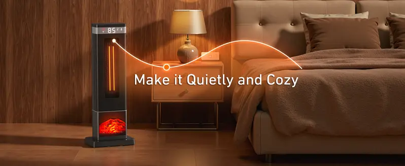 Product Introduction of Space Heaters for Indoor Use, Portable Heater with 3 Light Colors, Adjustable Thermostat with Remote, Tip-over Protection Up to 95°F, 60°Oscillation 9