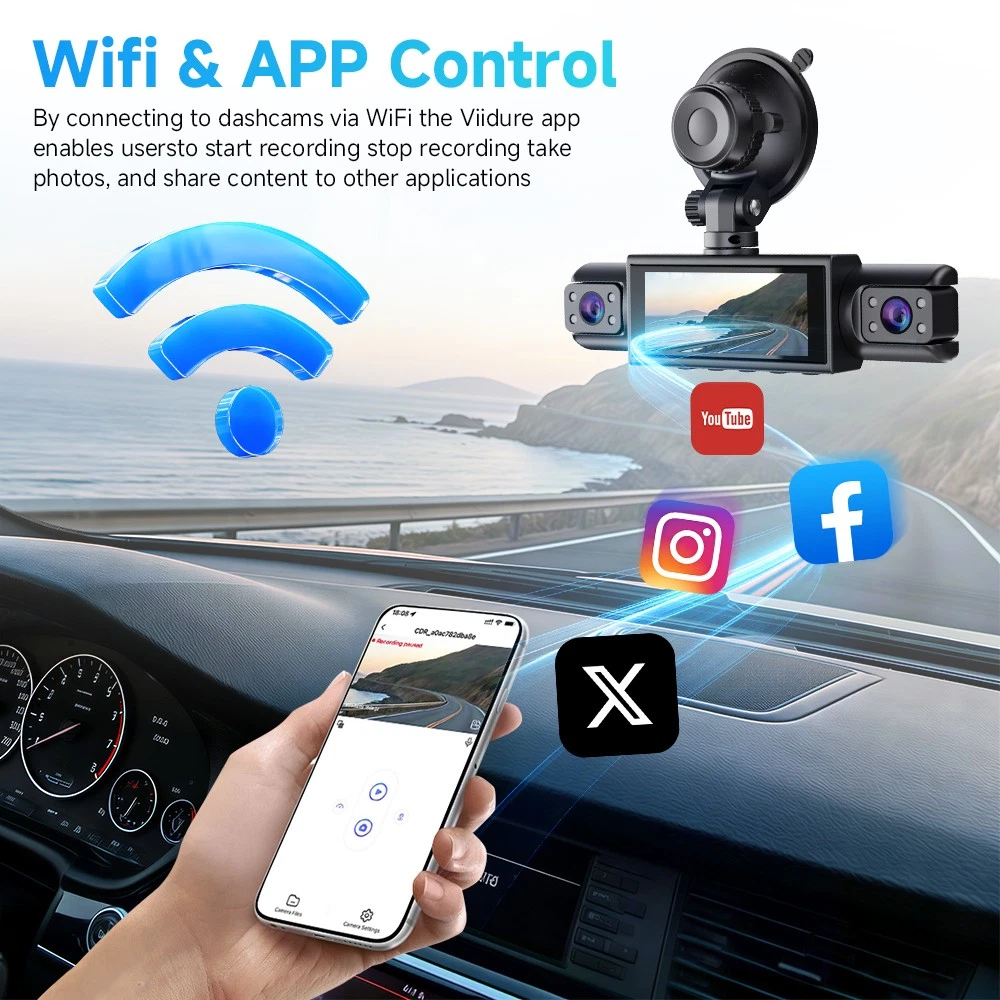 360 4 Channel 1080P HD Car Dash Cam Front and Rear Inside Left Right +Cam +Wifi