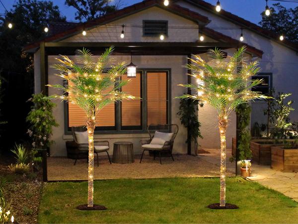 7/8/9FT Realistic Artificial Palm Tree Courtyard Front Corridor Decoration Christmas decorations(just tree) colorful light 7/8/9FT Realistic Artificial Palm Tree Courtyard Front Corridor Decoration Christmas decorations(just tree) colorful light
