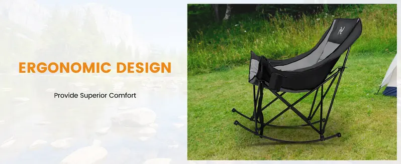 Product Introduction of SLSY Oversized Heated Rocking Camping Chair, 400lbs Capacity Portable Outdoor Rocker Padded Recliner Folding Lawn Chair, with Side Pockets & Carry Bag for Camping Patio Backyard【Batteries not included】 9