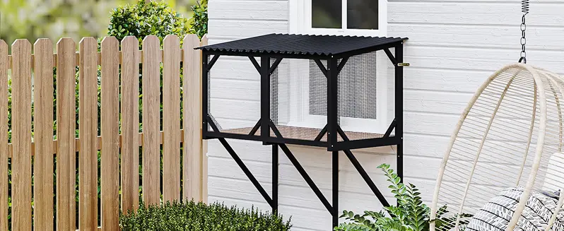 Product Introduction of LEMBERI Cat Window Box, 43.3" Catio Outdoor Cat Enclosure for Sunbathing, Napping & Overlooking, Sturdy Window Perch for Large Indoor Cats - All Weather Use, Nature Friendly Design 0