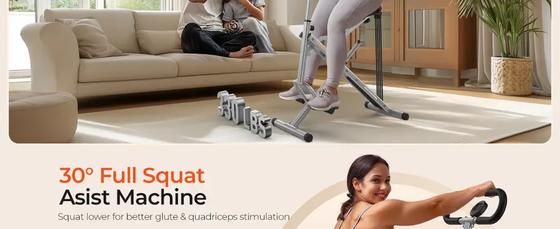 Product Introduction of Flybird Squat Fitness Machine , Ride & Rowing Motion for Glutes, Thighs, Abs, and Leg Strength Training at Home, Foldable Core Trainer with 4 Resistance Levels,Whole Body Workout Machine with 330lbs Capacity 3