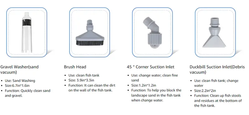 Product Introduction of hygger 360GPH Electric Aquarium Gravel Cleaner, 5 in 1 Automatic Fish Tank Cleaning Tool Set Vacuum Water Changer Sand Washer Filter Siphon Adjustable Length Pet Supplies 11