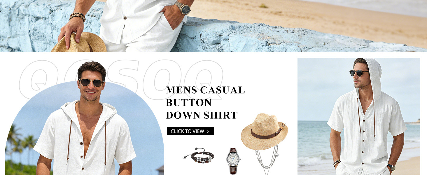 Men&amp;amp;#39;s Short Sleeve Button Down Shirts Casual Summer Beach Linen Shirts
