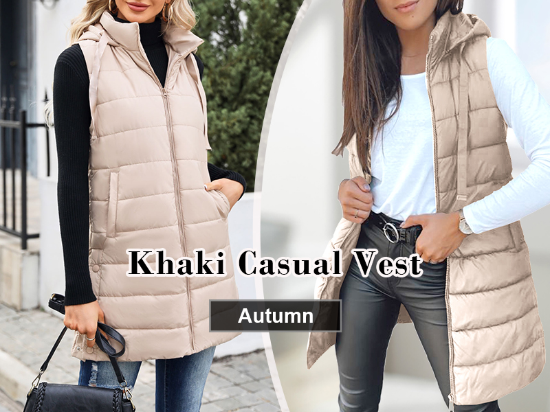 womens Khaki  Casual Vest
