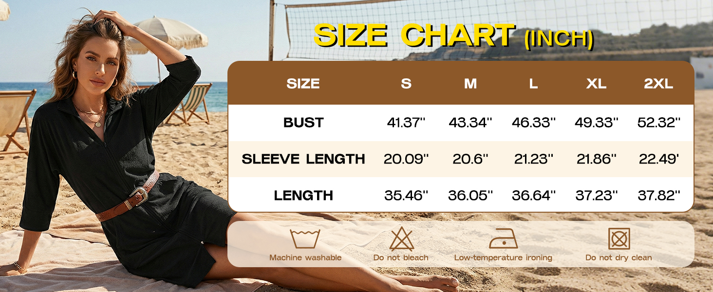 Terry Cloth Swim Cover Up for Women Zip Up Swimsuit Coverup with Pockets
