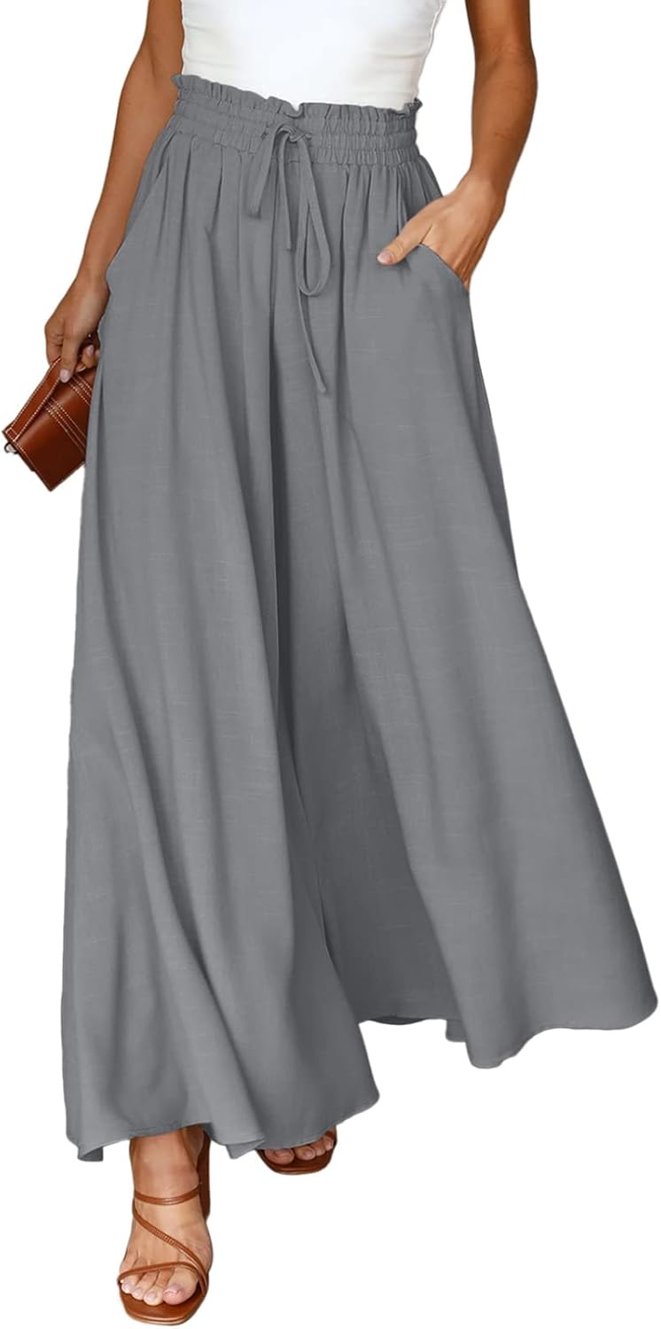 Pants for Women Casual Elastic Waist Wide Leg Pants with Pockets
