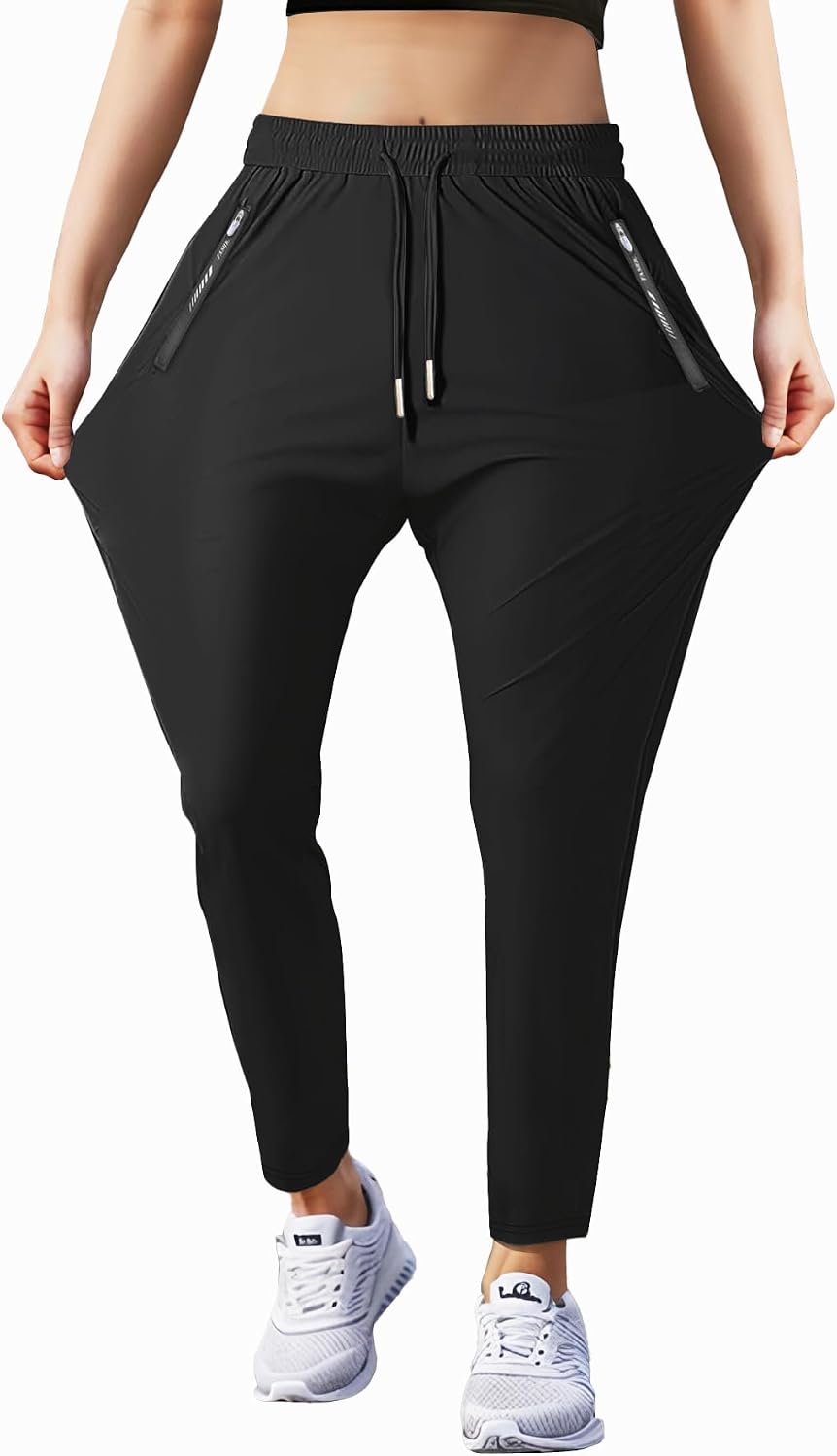Women's Outdoor Hiking Pants Lightweight Breathable Quick Dry Stretchy Running Athletic Pants with Zipper Pocket