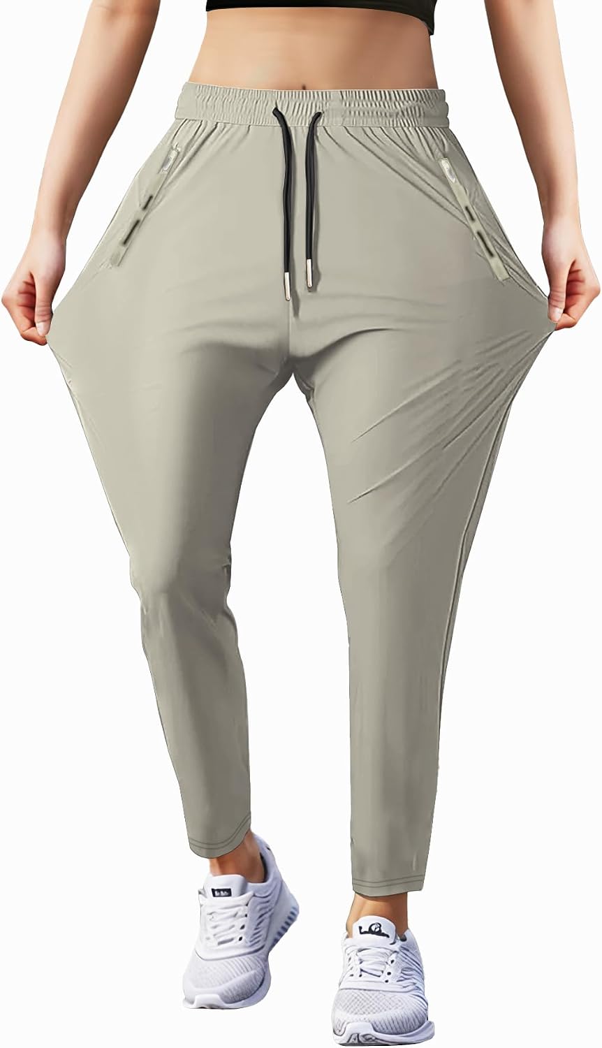 Women's Outdoor Hiking Pants Lightweight Breathable Quick Dry Stretchy Running Athletic Pants with Zipper Pocket