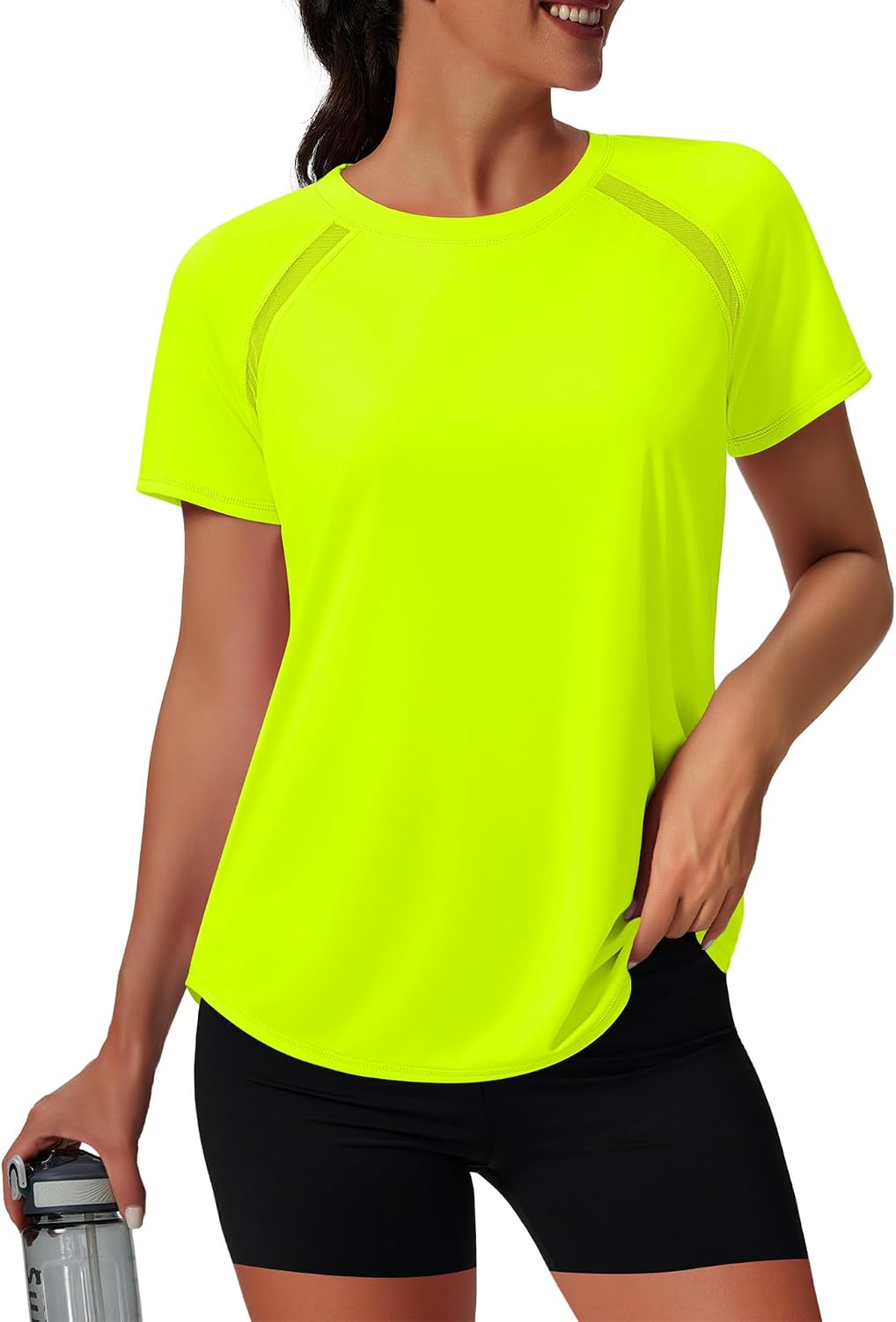 Womens Workout Tops Short Sleeve Yoga Pilates Outfits Athletic Gym Running UV Protection Shirts with Mesh