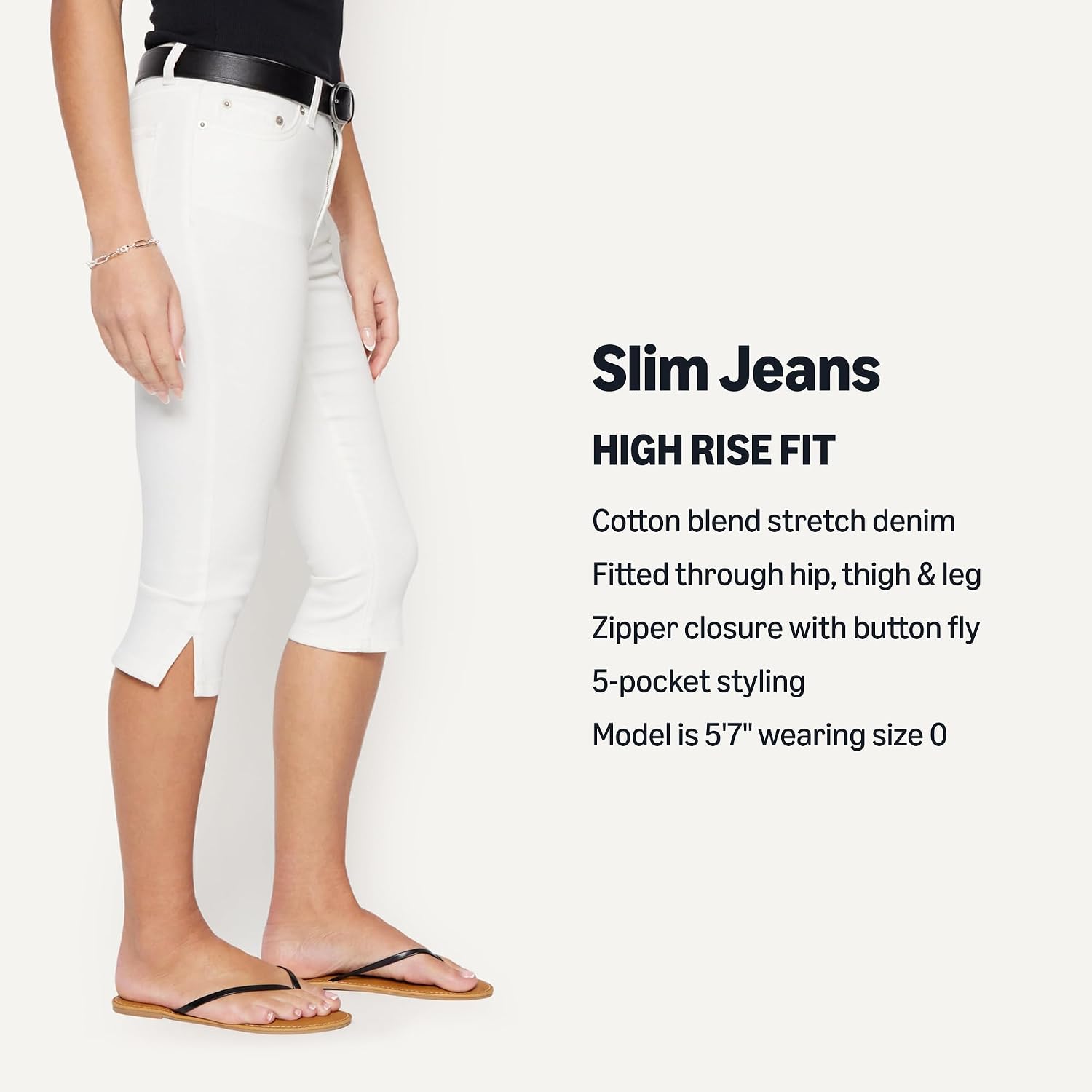 Women's High-Rise Slim Fit Capris Denim Pedal Pusher Jean
