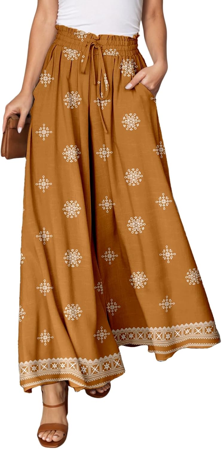Pants for Women Casual Elastic Waist Wide Leg Pants with Pockets