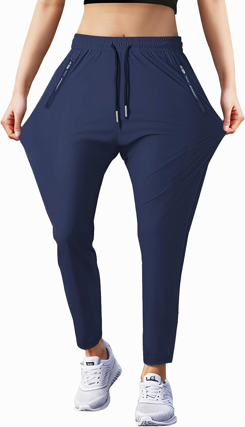 Women's Outdoor Hiking Pants Lightweight Breathable Quick Dry Stretchy Running Athletic Pants with Zipper Pocket