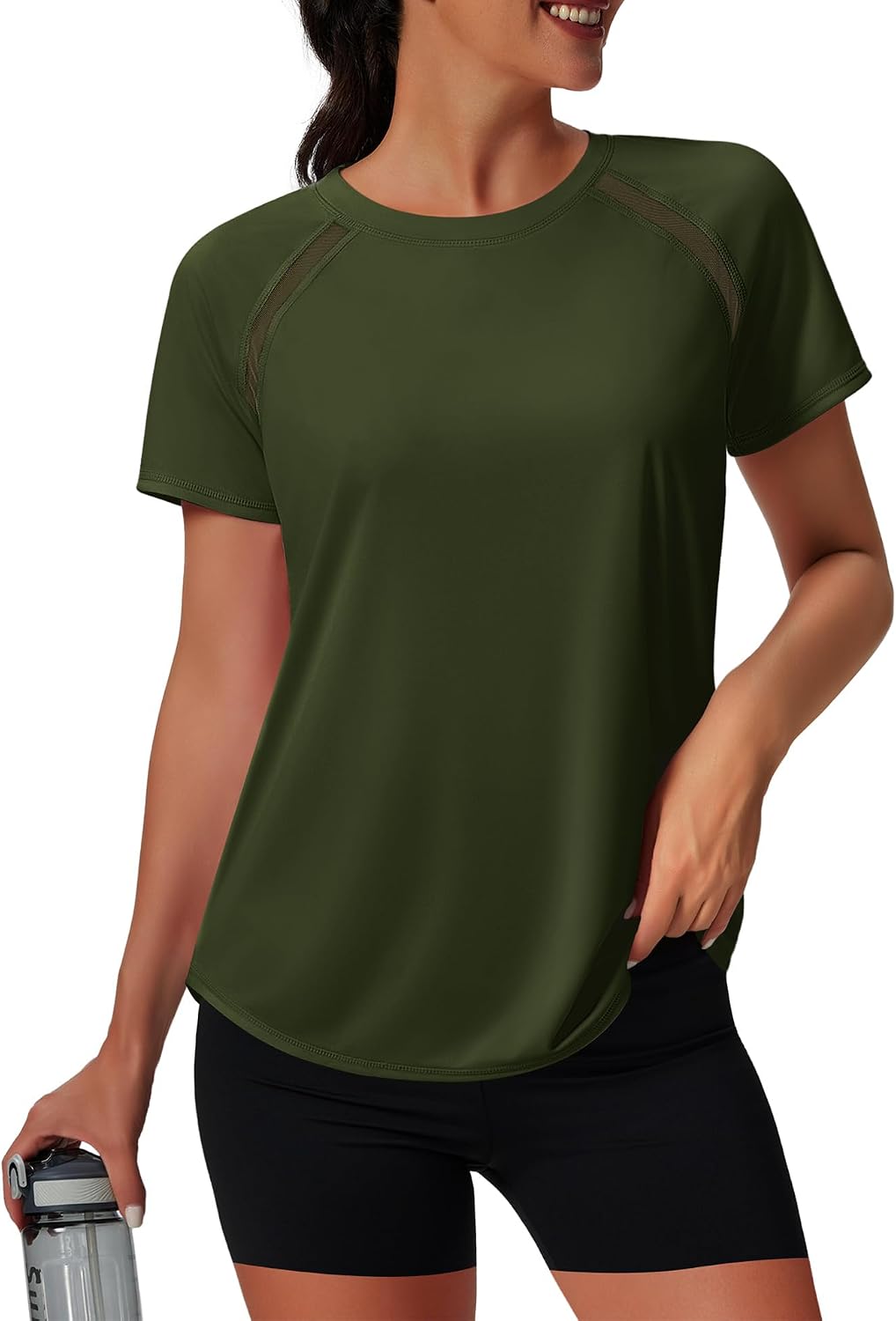 Womens Workout Tops Short Sleeve Yoga Pilates Outfits Athletic Gym Running UV Protection Shirts with Mesh