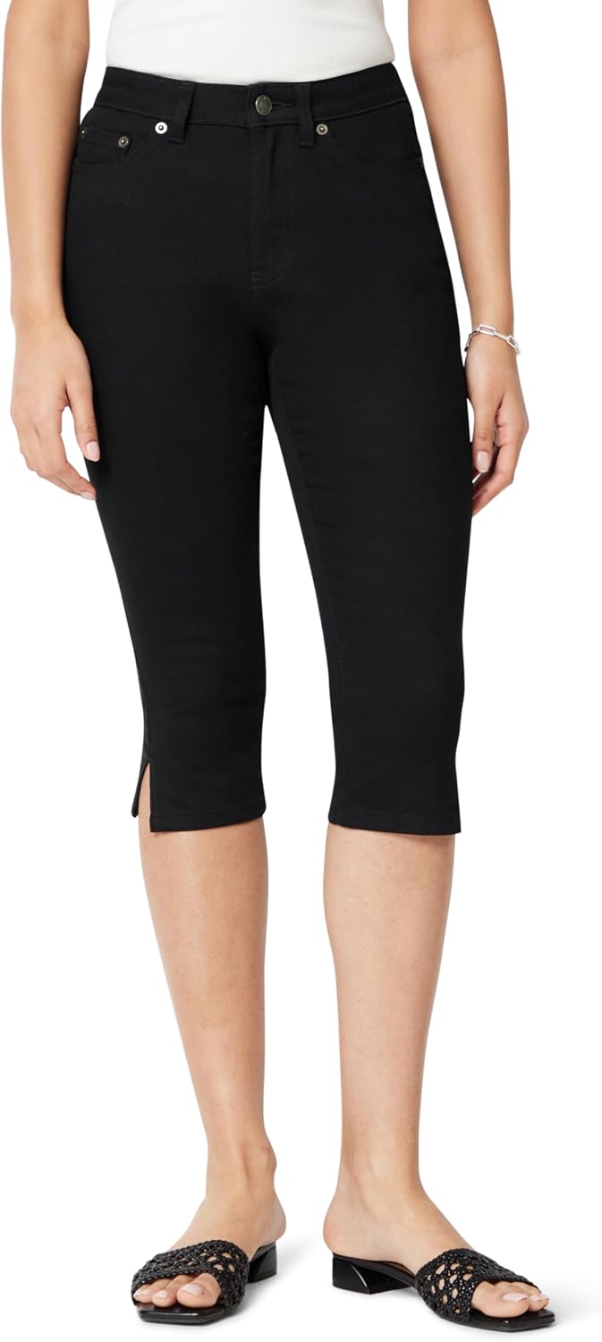 Women's High-Rise Slim Fit Capris Denim Pedal Pusher Jean