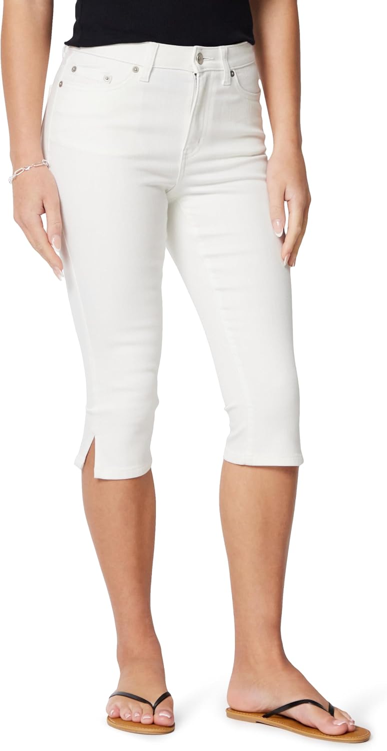 Women's High-Rise Slim Fit Capris Denim Pedal Pusher Jean