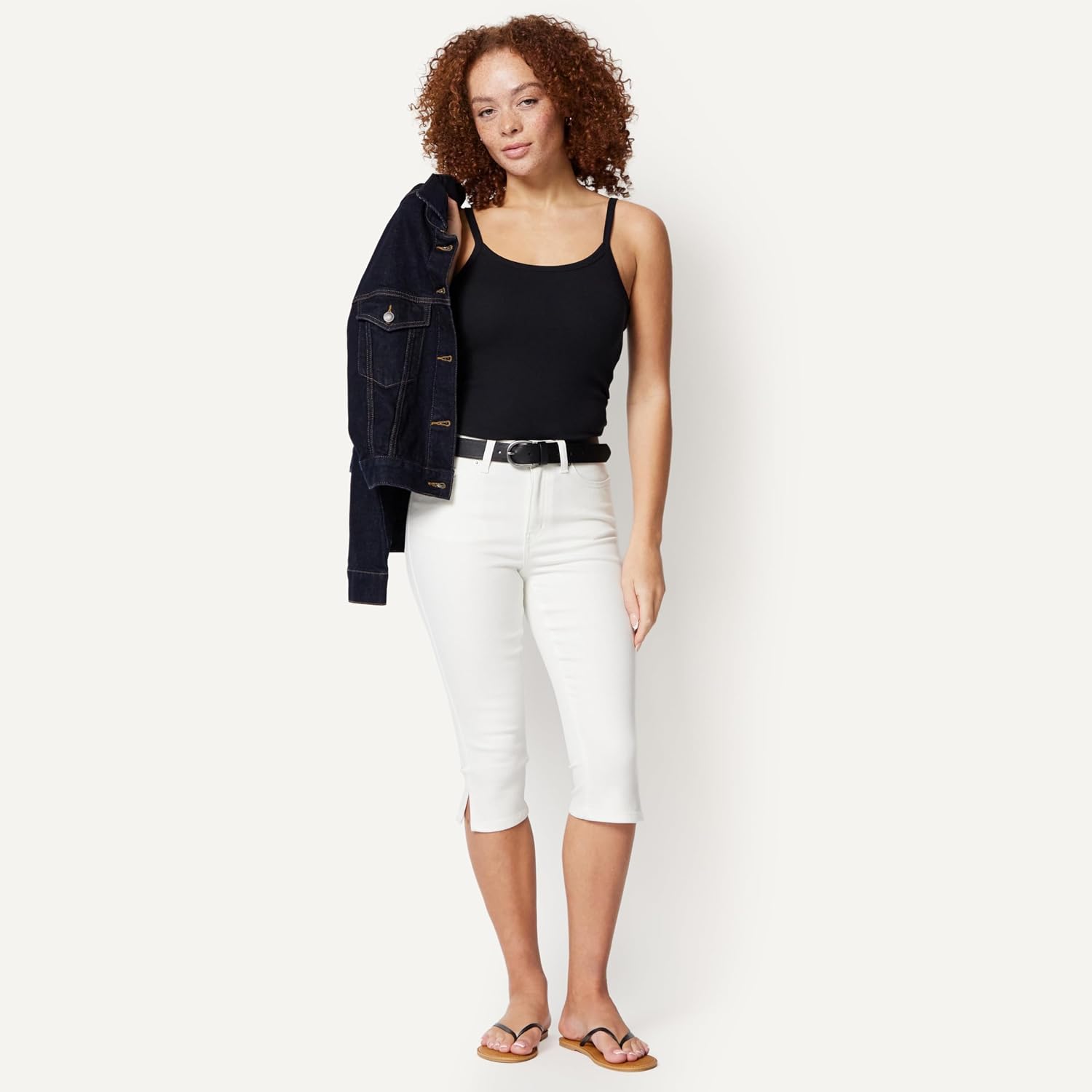 Women's High-Rise Slim Fit Capris Denim Pedal Pusher Jean