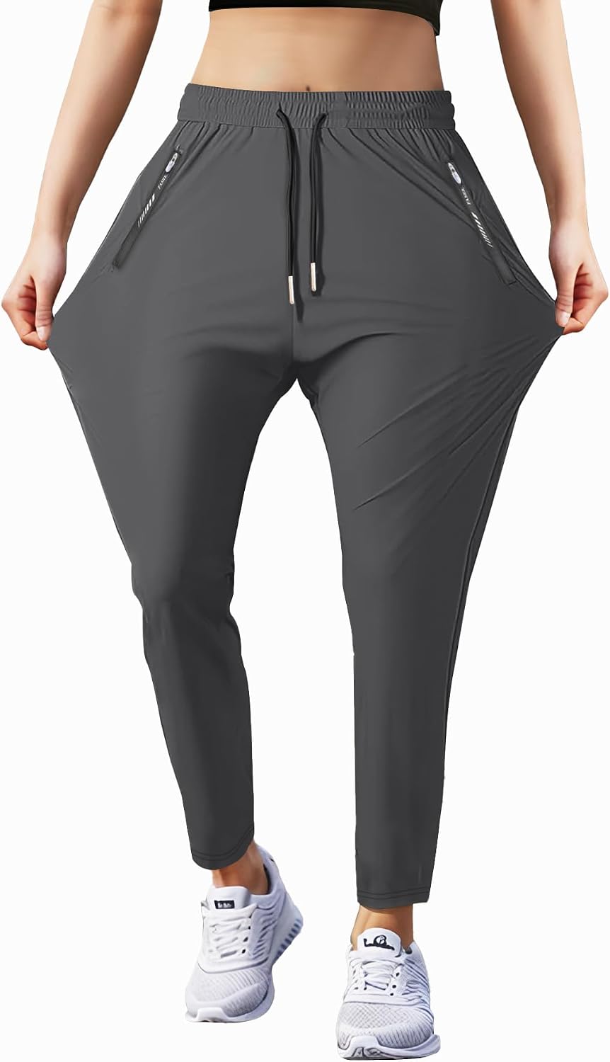 Women's Outdoor Hiking Pants Lightweight Breathable Quick Dry Stretchy Running Athletic Pants with Zipper Pocket