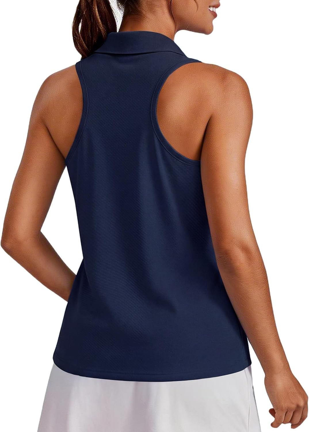 Womens Golf Shirt UPF 50+ Sleeveless Collared Shirts Quick Dry Tennis Polo V-Neck Racerback Athletic Workout Tank