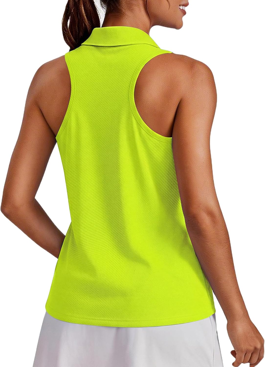 Womens Golf Shirt UPF 50+ Sleeveless Collared Shirts Quick Dry Tennis Polo V-Neck Racerback Athletic Workout Tank