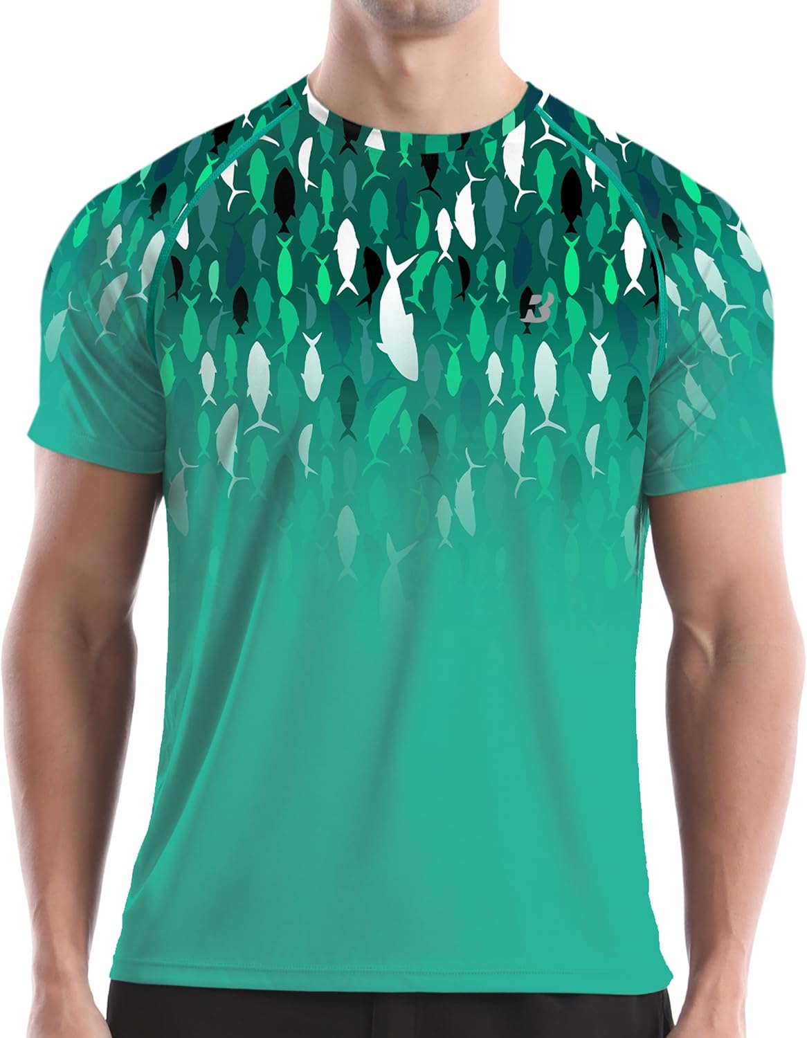 Men's Rash Guard Short Sleeve, UPF 50+ UV Sun Protection Swim Shirts, Quick Dry Lightweight Water Surf Beach T-Shirt