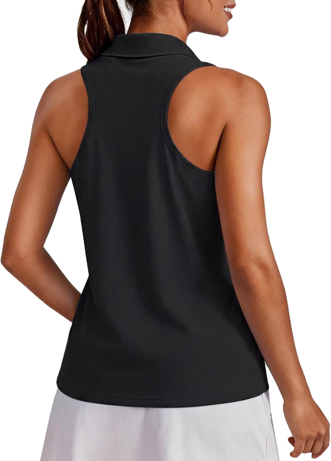 Womens Golf Shirt UPF 50+ Sleeveless Collared Shirts Quick Dry Tennis Polo V-Neck Racerback Athletic Workout Tank