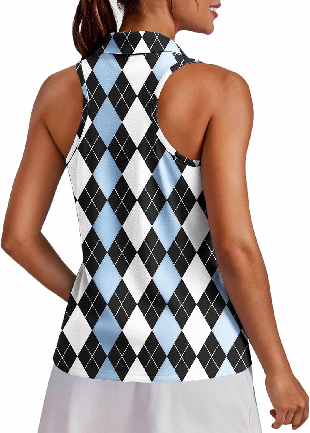 Womens Golf Shirt UPF 50+ Sleeveless Collared Shirts Quick Dry Tennis Polo V-Neck Racerback Athletic Workout Tank