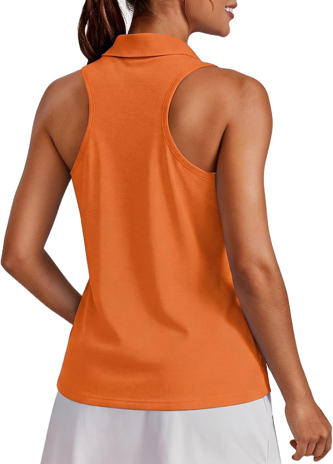 Womens Golf Shirt UPF 50+ Sleeveless Collared Shirts Quick Dry Tennis Polo V-Neck Racerback Athletic Workout Tank