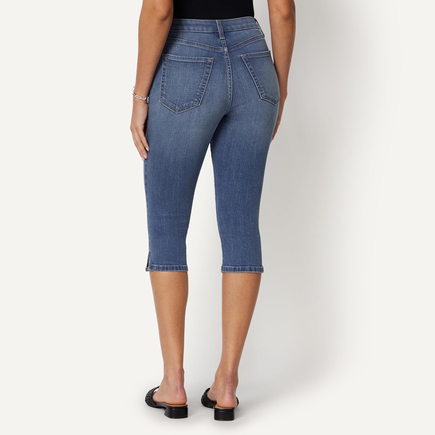 Women's High-Rise Slim Fit Capris Denim Pedal Pusher Jean