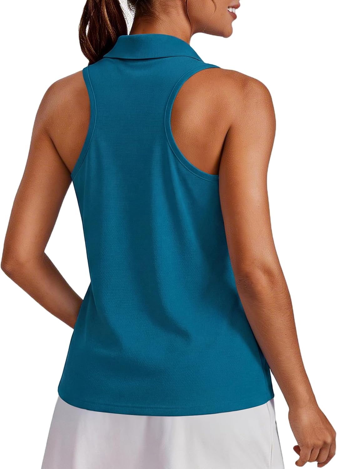 Womens Golf Shirt UPF 50+ Sleeveless Collared Shirts Quick Dry Tennis Polo V-Neck Racerback Athletic Workout Tank
