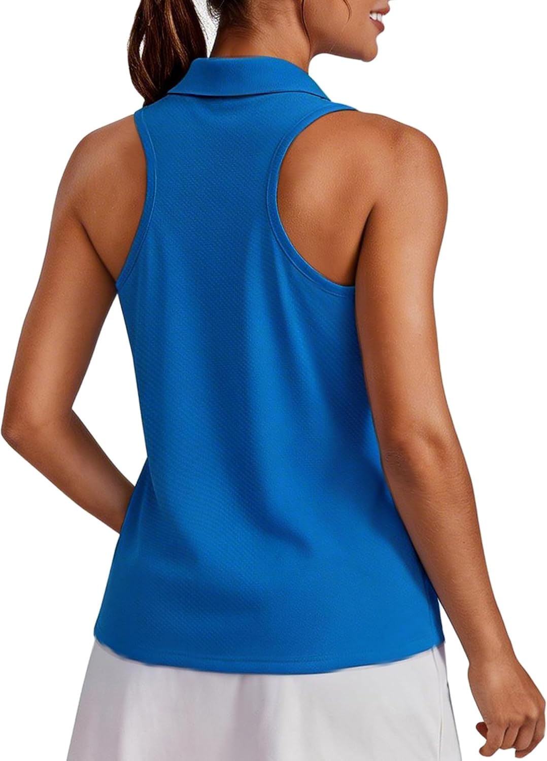 Womens Golf Shirt UPF 50+ Sleeveless Collared Shirts Quick Dry Tennis Polo V-Neck Racerback Athletic Workout Tank